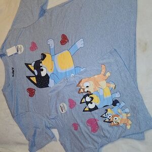 Men's (Dad) and Girl (Daughter) Bluey Valentine's T-Shirt Set
